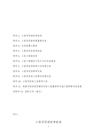 小型项目建设管理相关表格