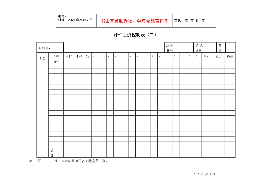 计件工资控制表（二）_第1页
