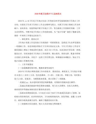 2020年度卫生统计个人总结范文