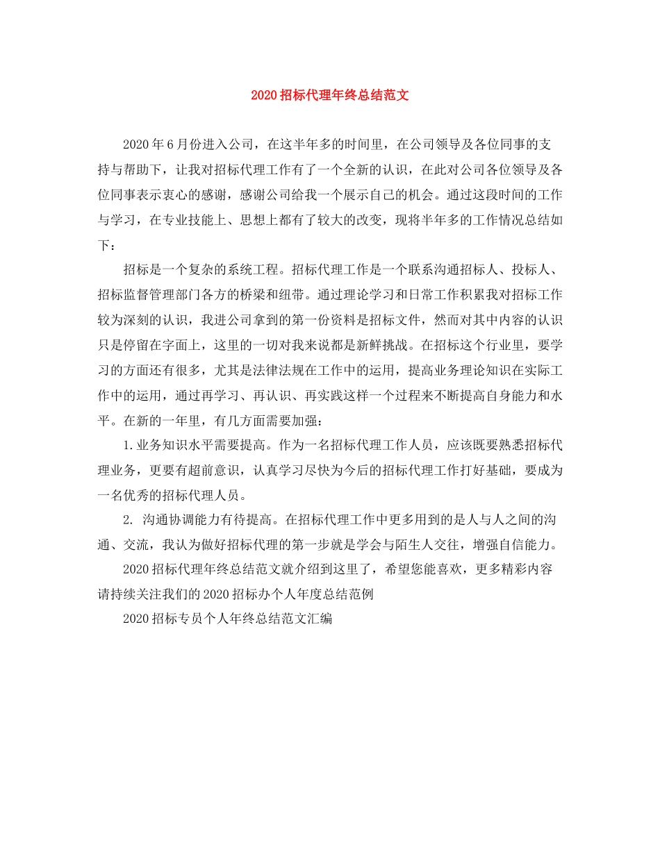 招标代理年终总结范文_第1页