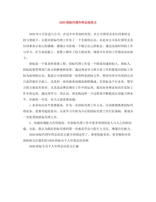 招标代理年终总结范文