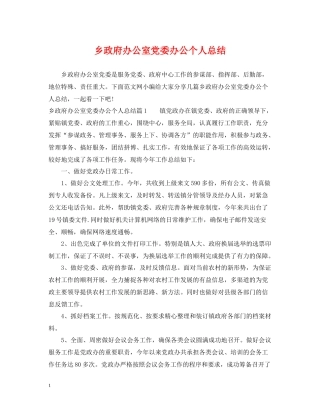 乡政府办公室党委办公个人总结