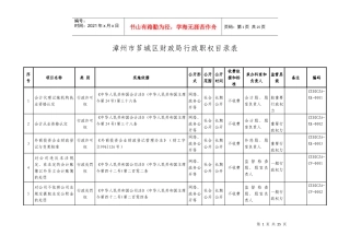 漳州市芗城区财政局行政职权目录表