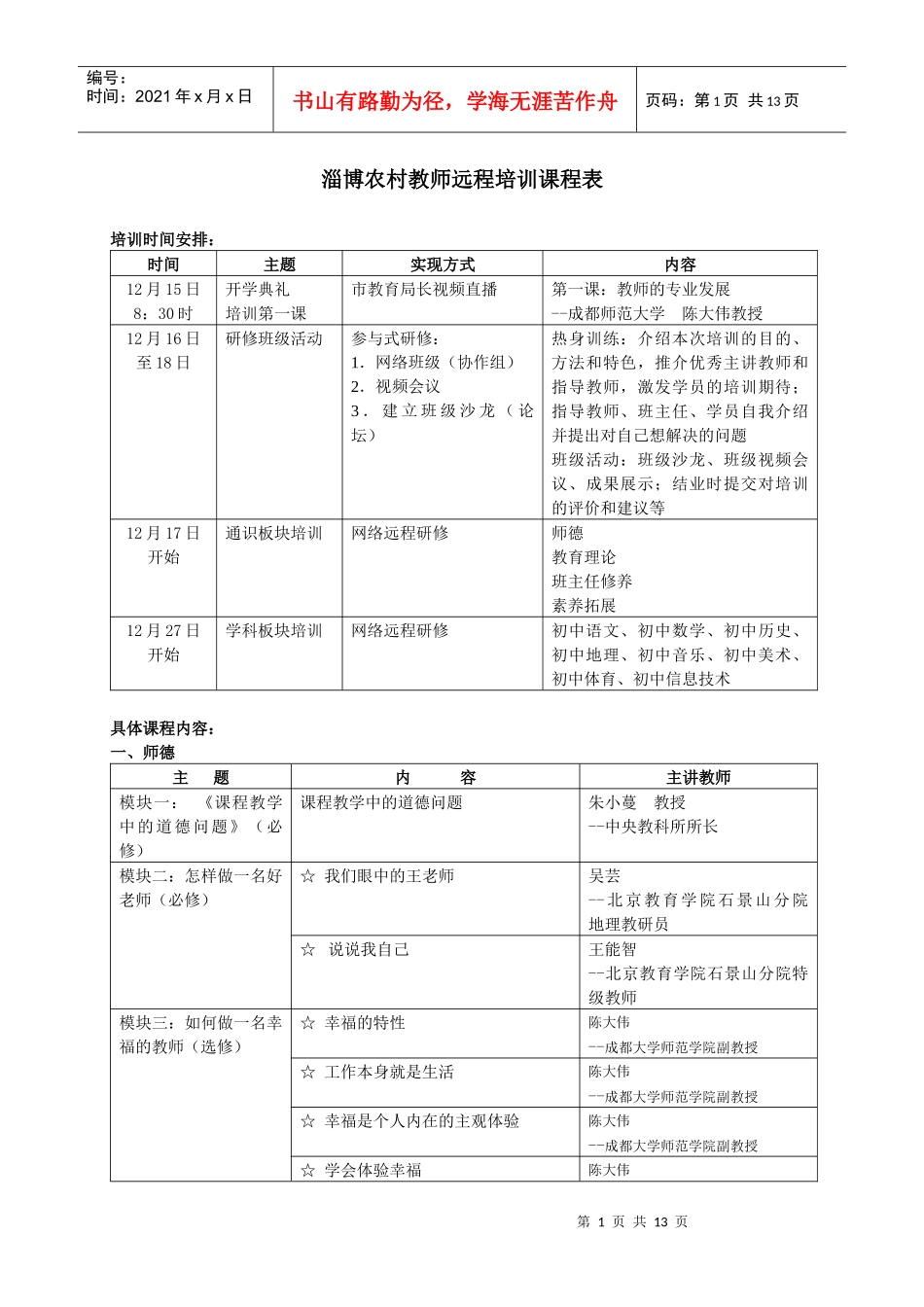 下载doc文档-淄博培训课程制作表_第1页