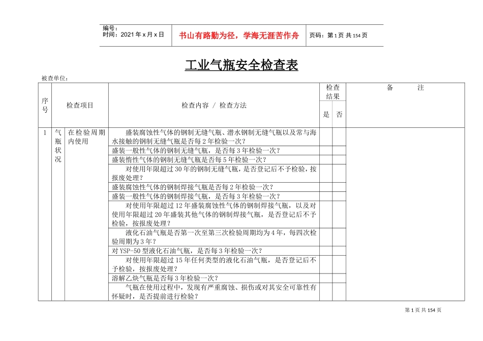 设备设施安全检查表大全(DOC141页)_第1页