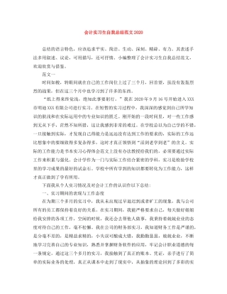 会计实习生自我总结范文2020 