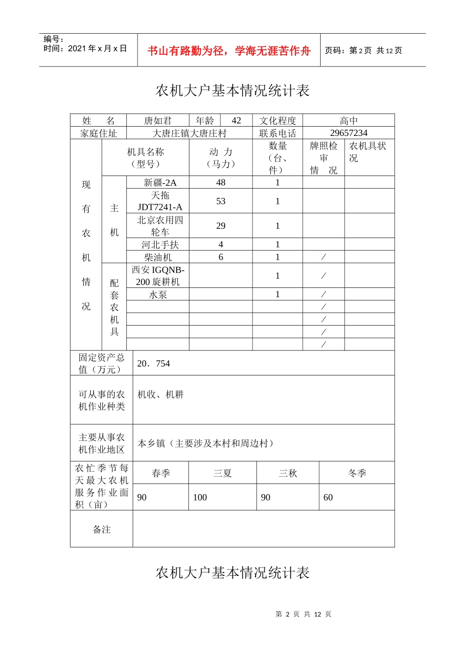 农机大户基本情况统计表_第2页