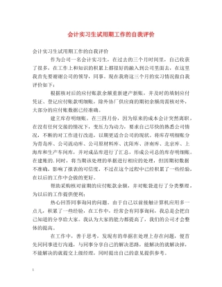 会计实习生试用期工作的自我评价 