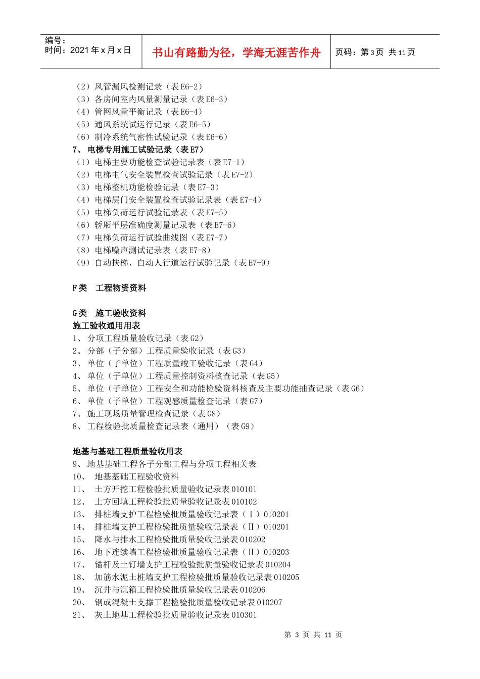 湖北省建筑工程施工统一用表_第3页