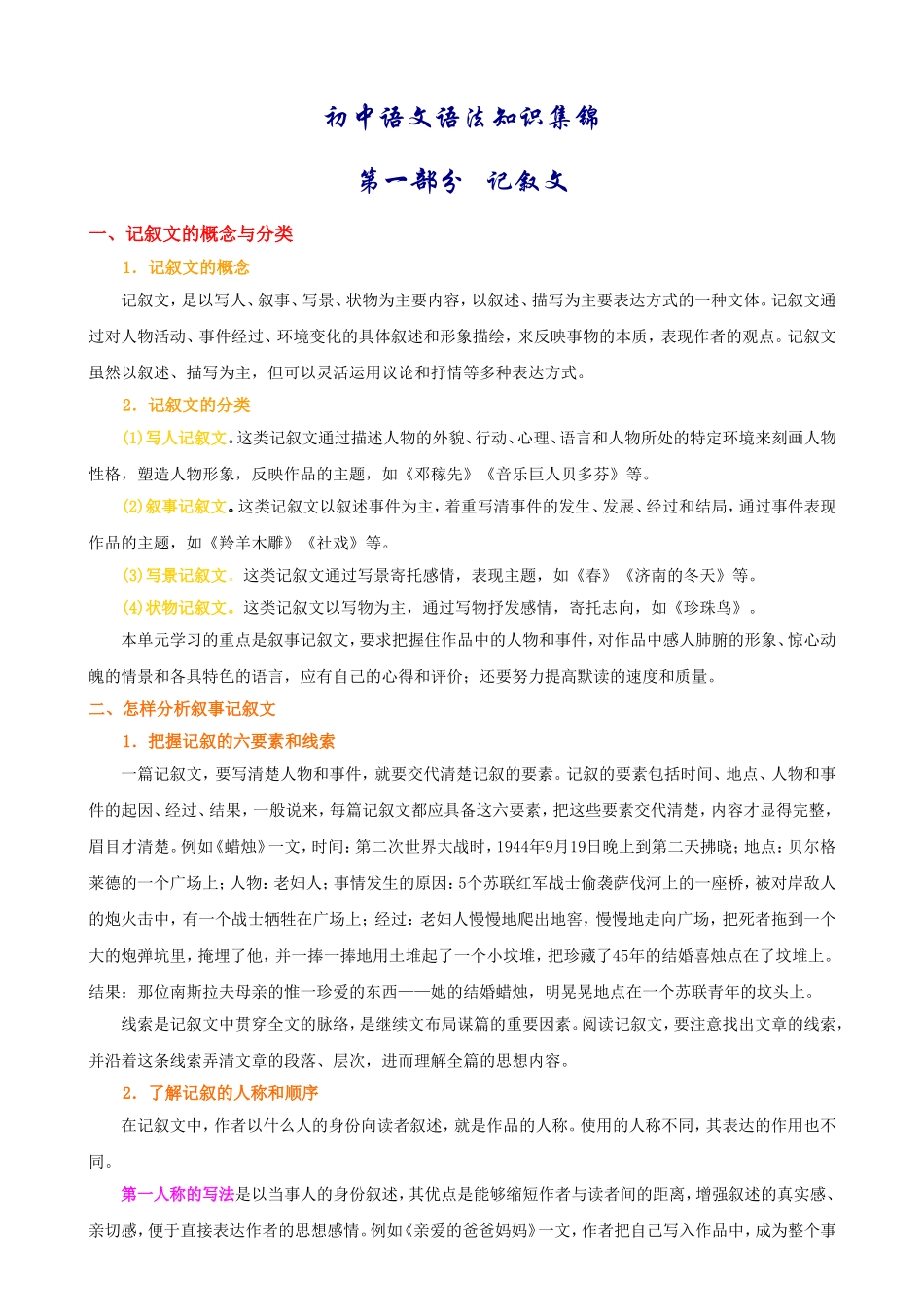 初中语文语法知识集锦_第1页