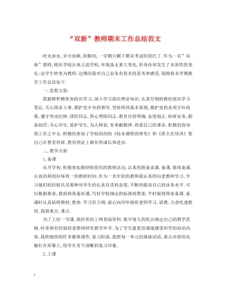 双新教师期末工作总结范文