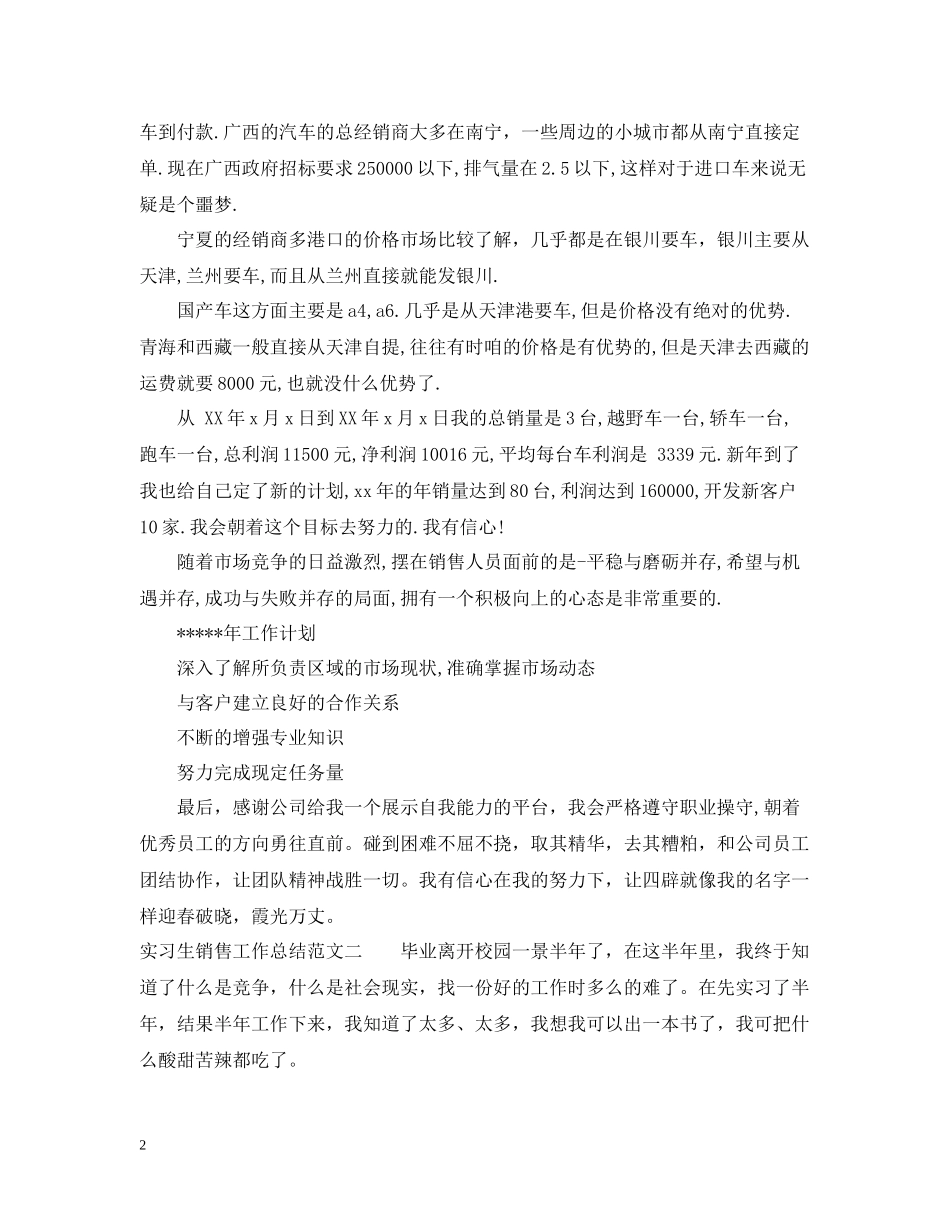 实习生销售工作总结报告_第2页