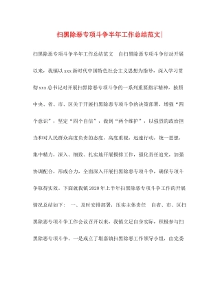 扫黑除恶专项斗争半年工作总结范文