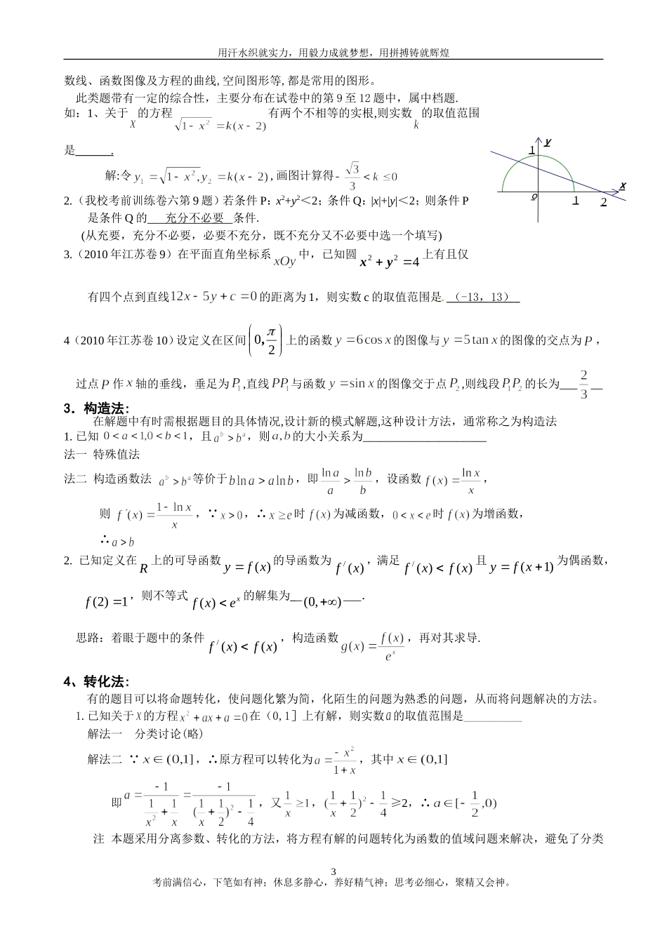 南师附中2016届高三数学考前指导（应试方法总结）_第3页