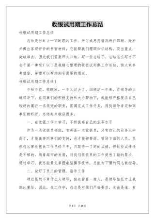 收银试用期工作参考总结