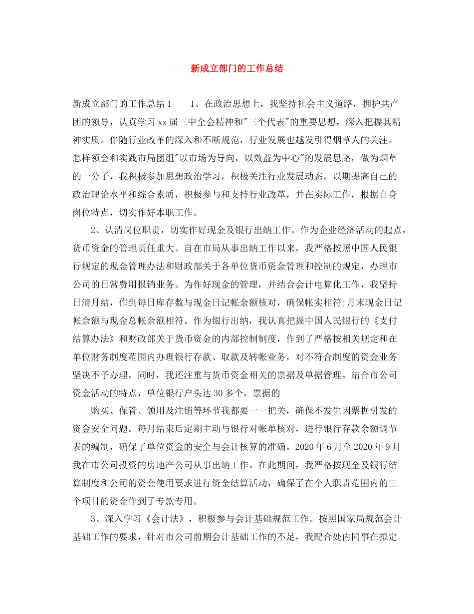 新成立部门的工作总结_第1页