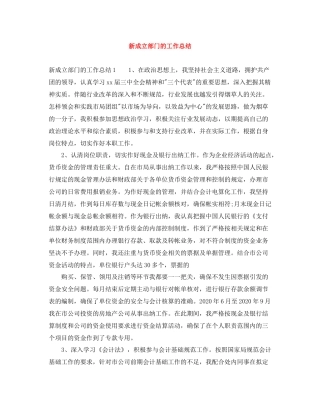 新成立部门的工作总结