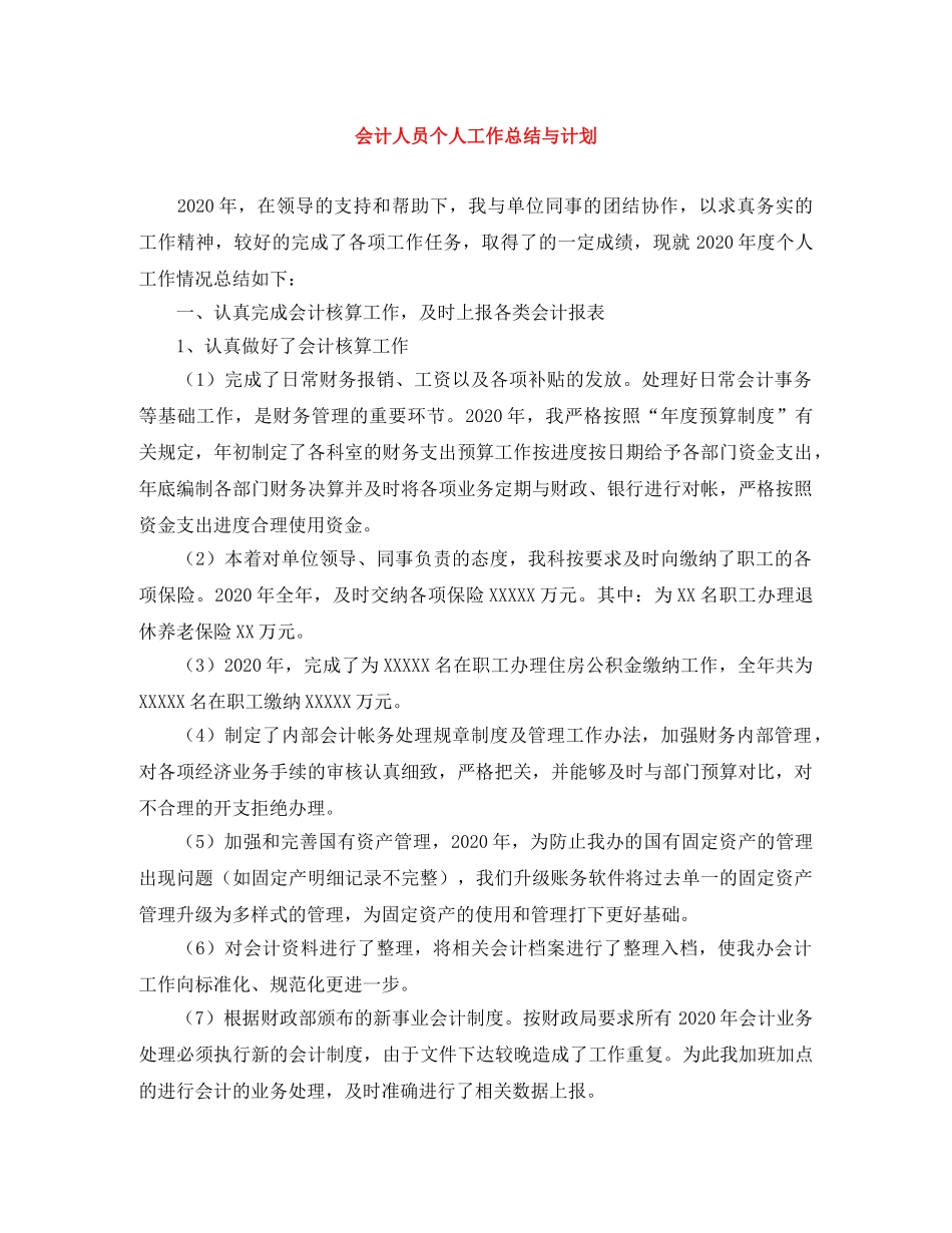 会计人员个人工作总结与计划 _第1页