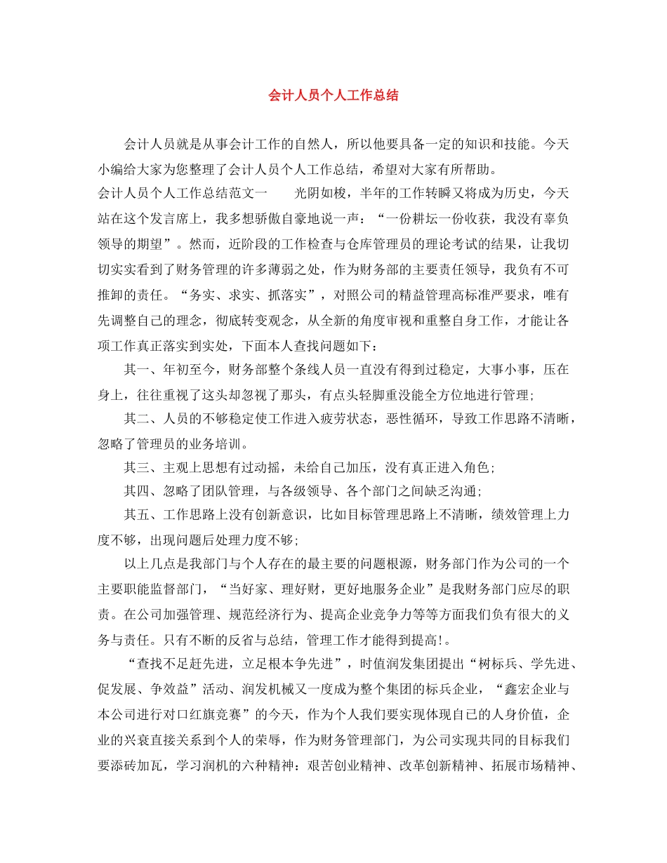 会计人员个人工作总结 _第1页