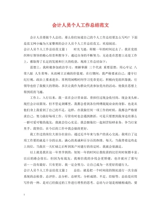 会计人员个人工作总结范文 