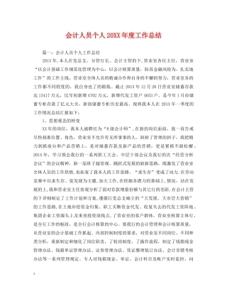 会计人员个人20XX年度工作总结 