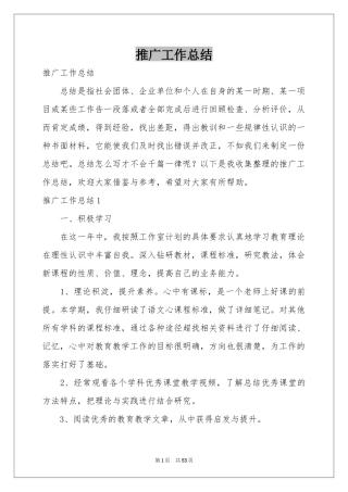 推广工作参考总结