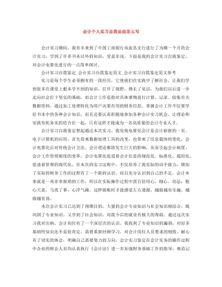 会计个人实习自我总结怎么写 
