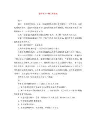 会计个人一周工作总结 