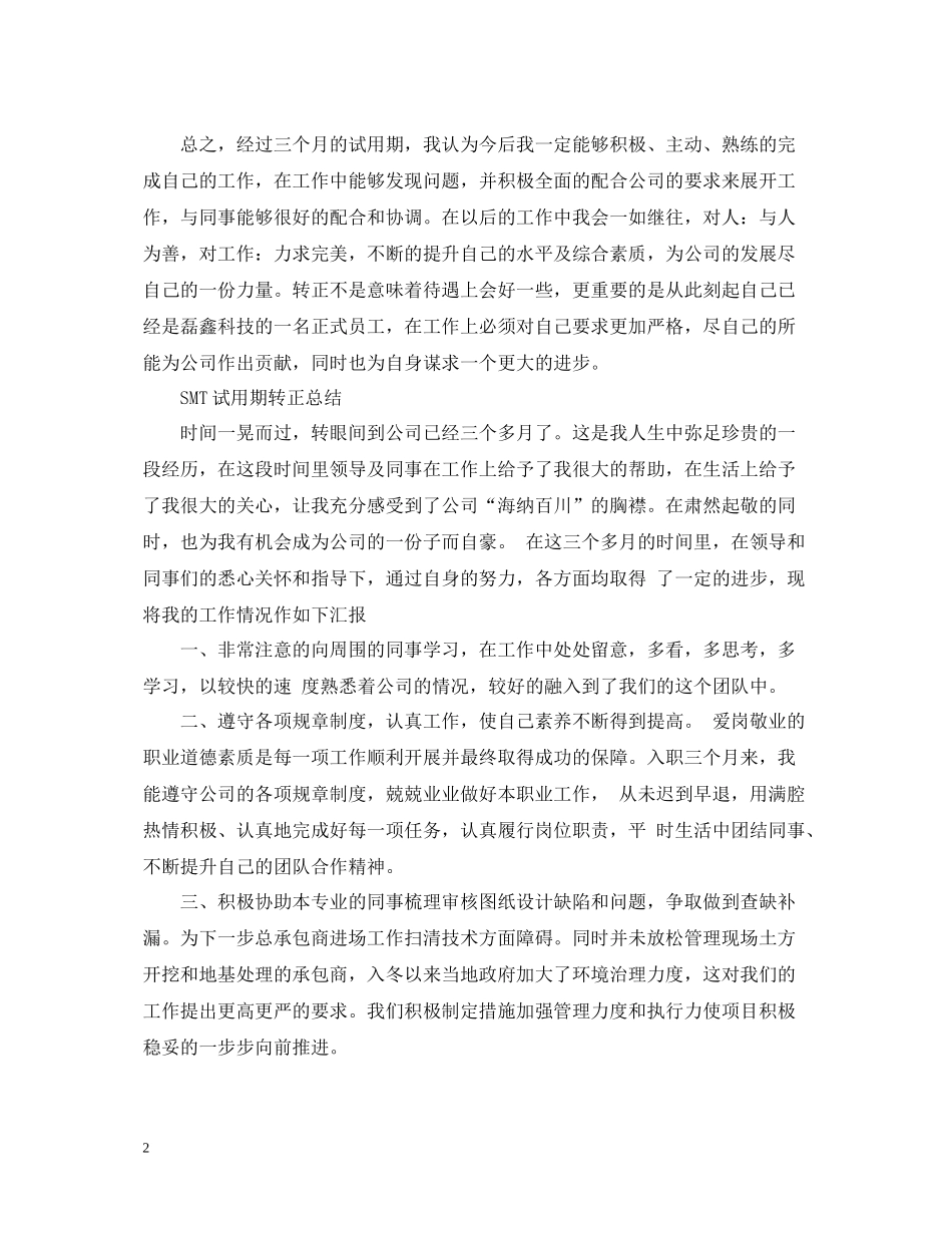 smt试用期转正工作总结_第2页