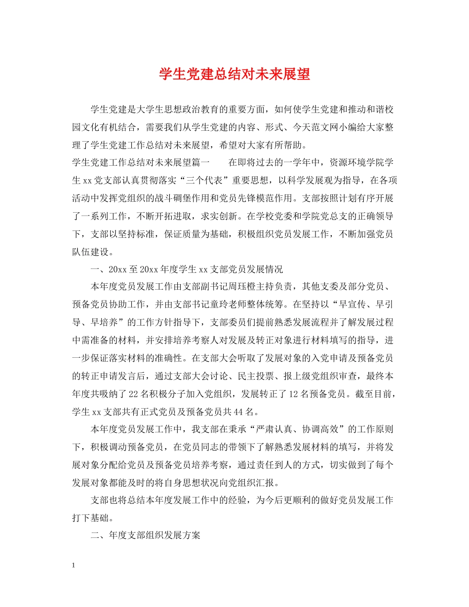 学生党建总结对未来展望_第1页