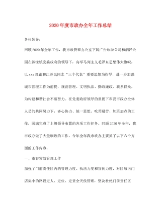 2020年度市政办全年工作总结