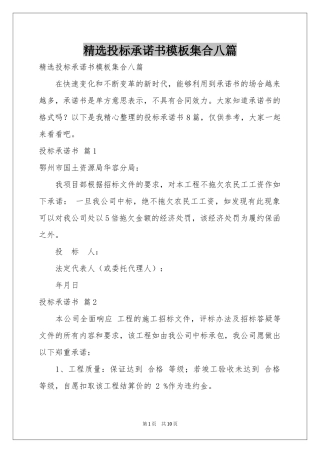 投标承诺书模板集合八篇