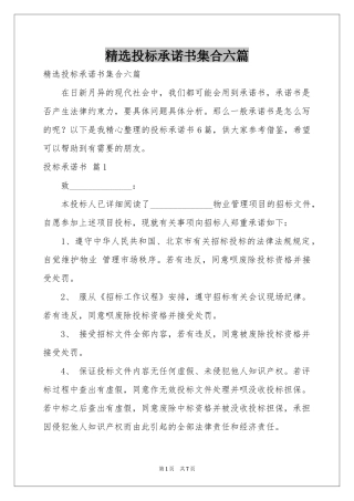 投标承诺书集合六篇