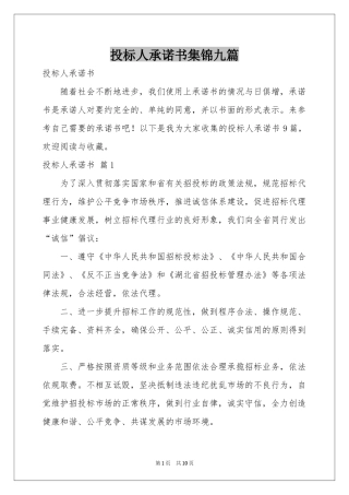 投标人承诺书集锦九篇