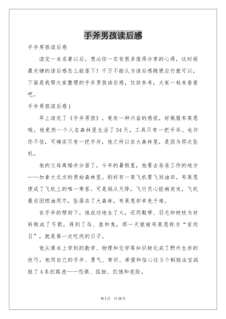 手斧男孩读后感