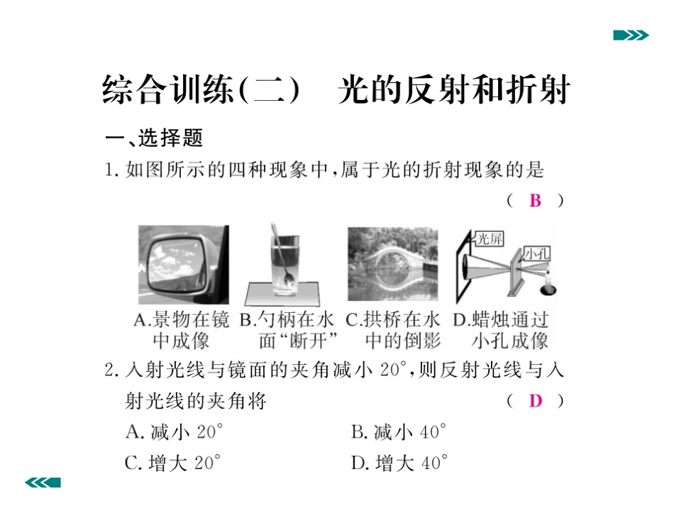 综合训练（二）光的反射和折射_第2页