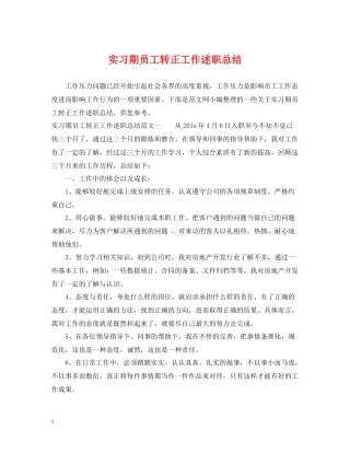 实习期员工转正工作述职总结