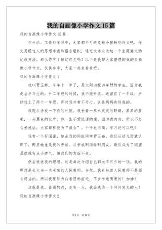 我的自画像小学作文15篇