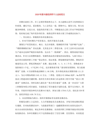 2020年度中级经济师个人总结范文