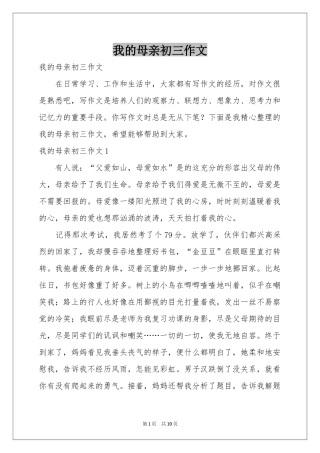 我的母亲初三作文