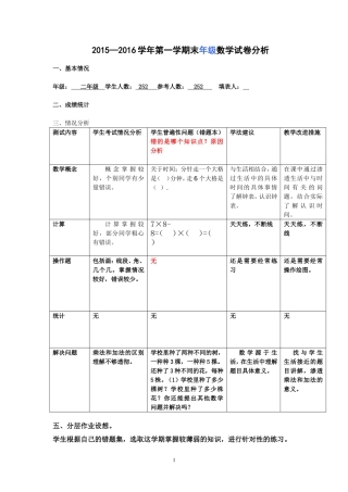 期末数学试卷分析（年级）