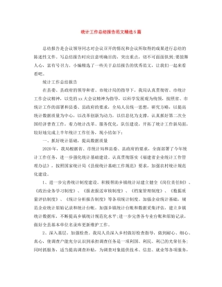 统计工作总结报告范文精选5篇