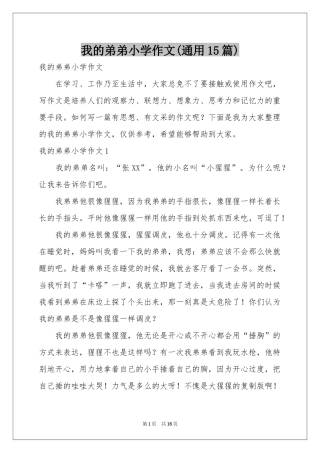我的弟弟小学作文(通用15篇)