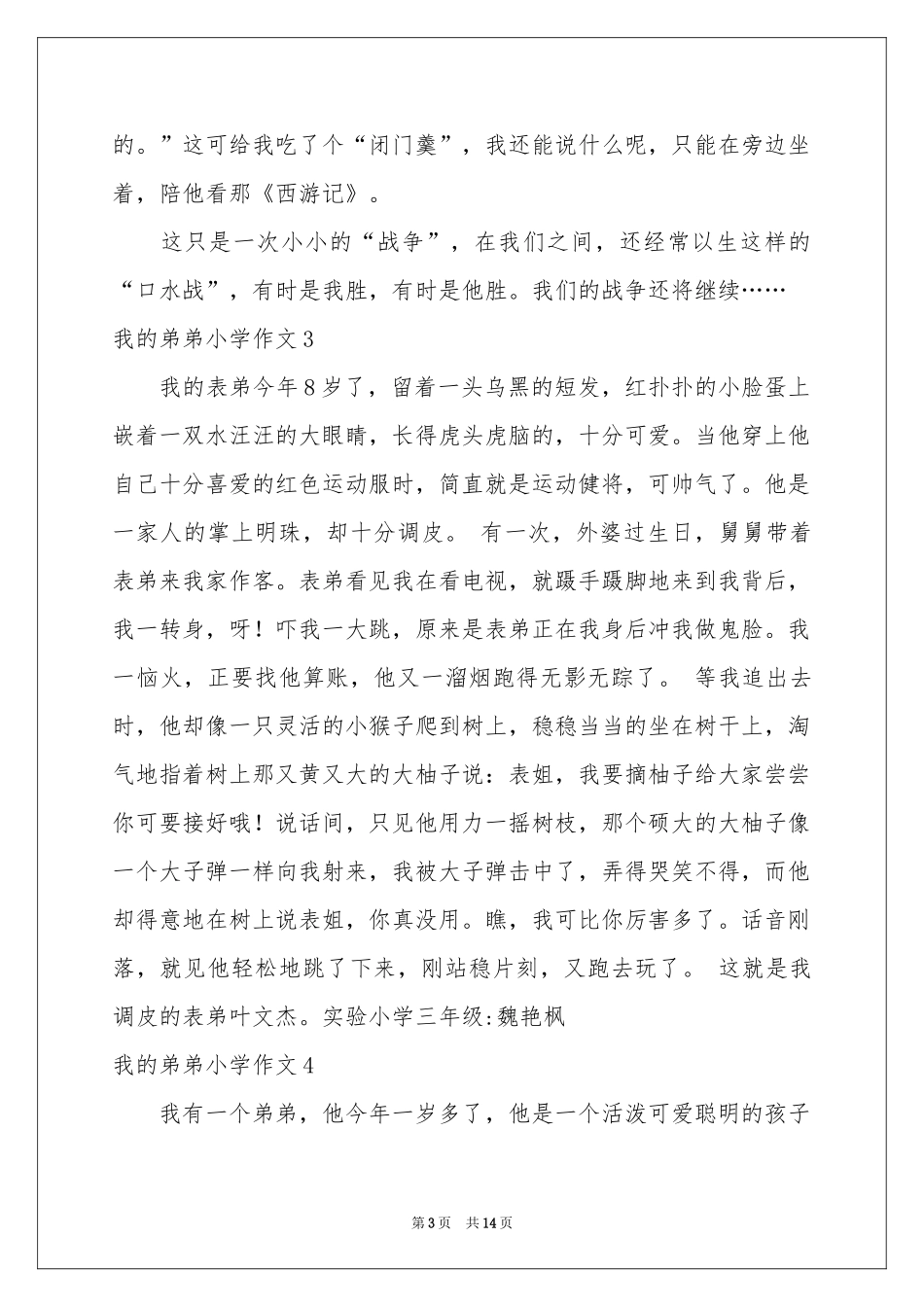 我的弟弟小学作文(集锦15篇)_第3页