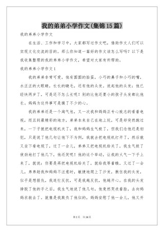 我的弟弟小学作文(集锦15篇)