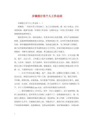 乡镇统计员个人工作总结22