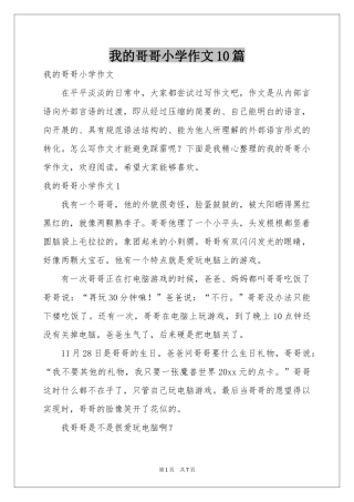 我的哥哥小学作文10篇