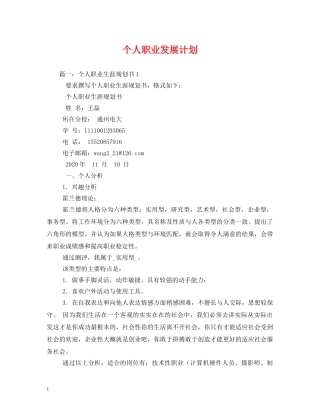 个人职业发展计划 