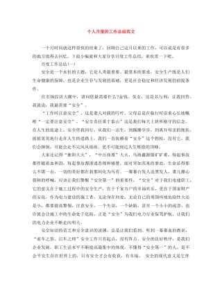 个人月度的工作总结范文 