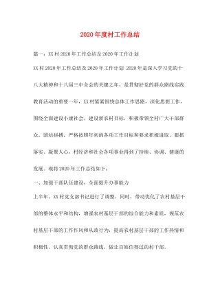 2020年度村工作总结